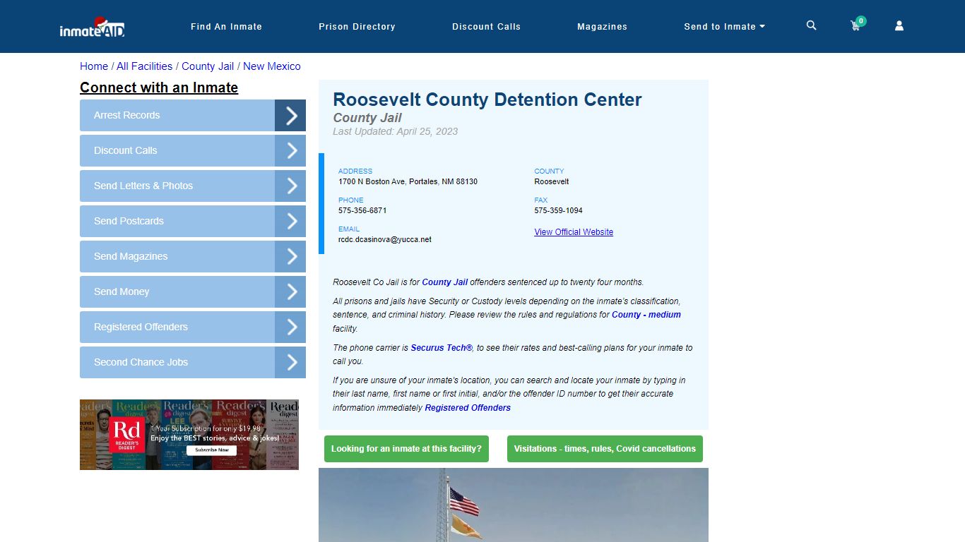 Roosevelt County Detention Center - Inmate Locator - Portales, NM