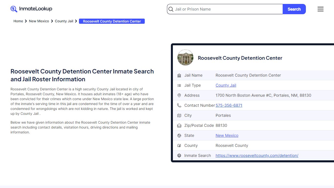 Roosevelt County Detention Center Inmate Search, Jail ... - Inmate Lookup