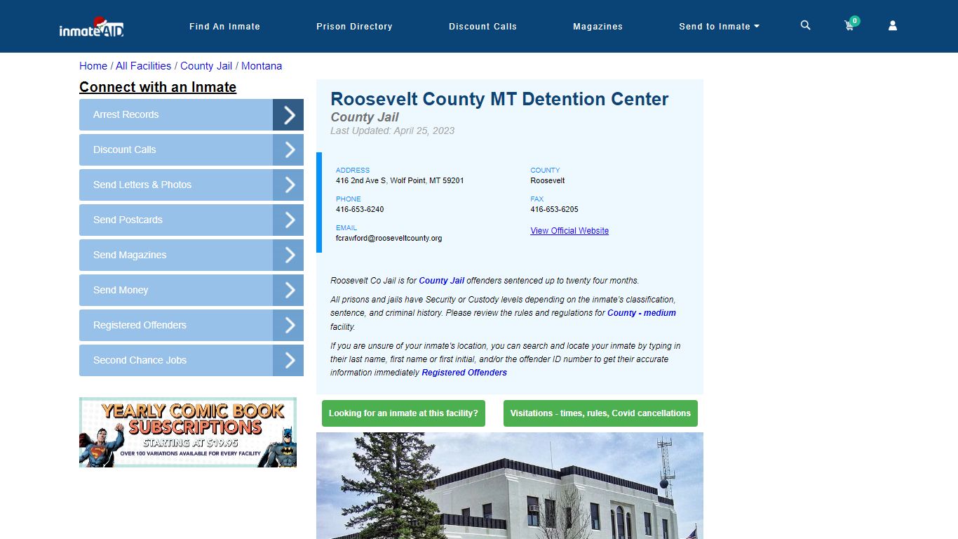 Roosevelt County MT Detention Center - Inmate Locator - Wolf Point, MT
